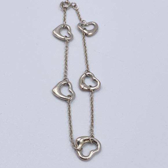 Authentic Tiffany & Co 925 Silver Elsa Peretti 5 Open Hearts Bracelet - Picture 5 of 9